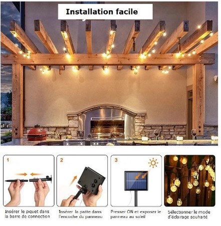 guirlande solaire sur pergola